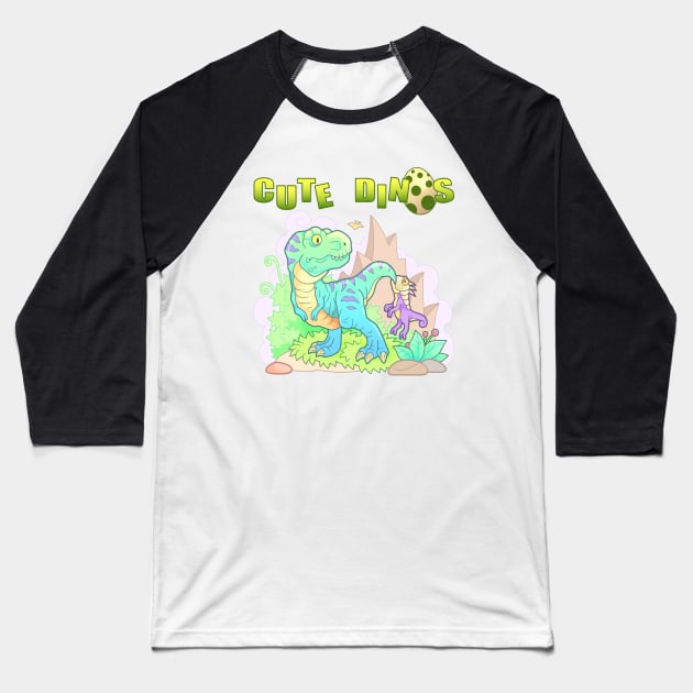 cartoon cute dinosaurs Baseball T-Shirt by YMFargon